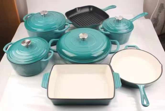 11 pcs Enamel Cast iron cooking pots