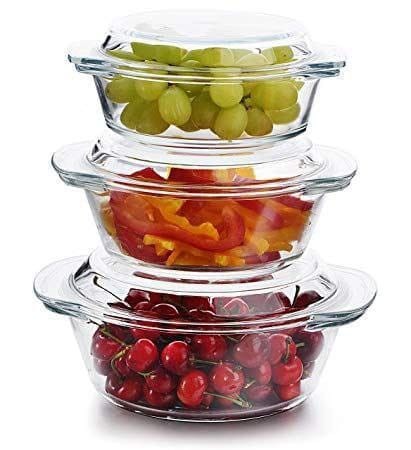 3pcs clear casserole dish with lid