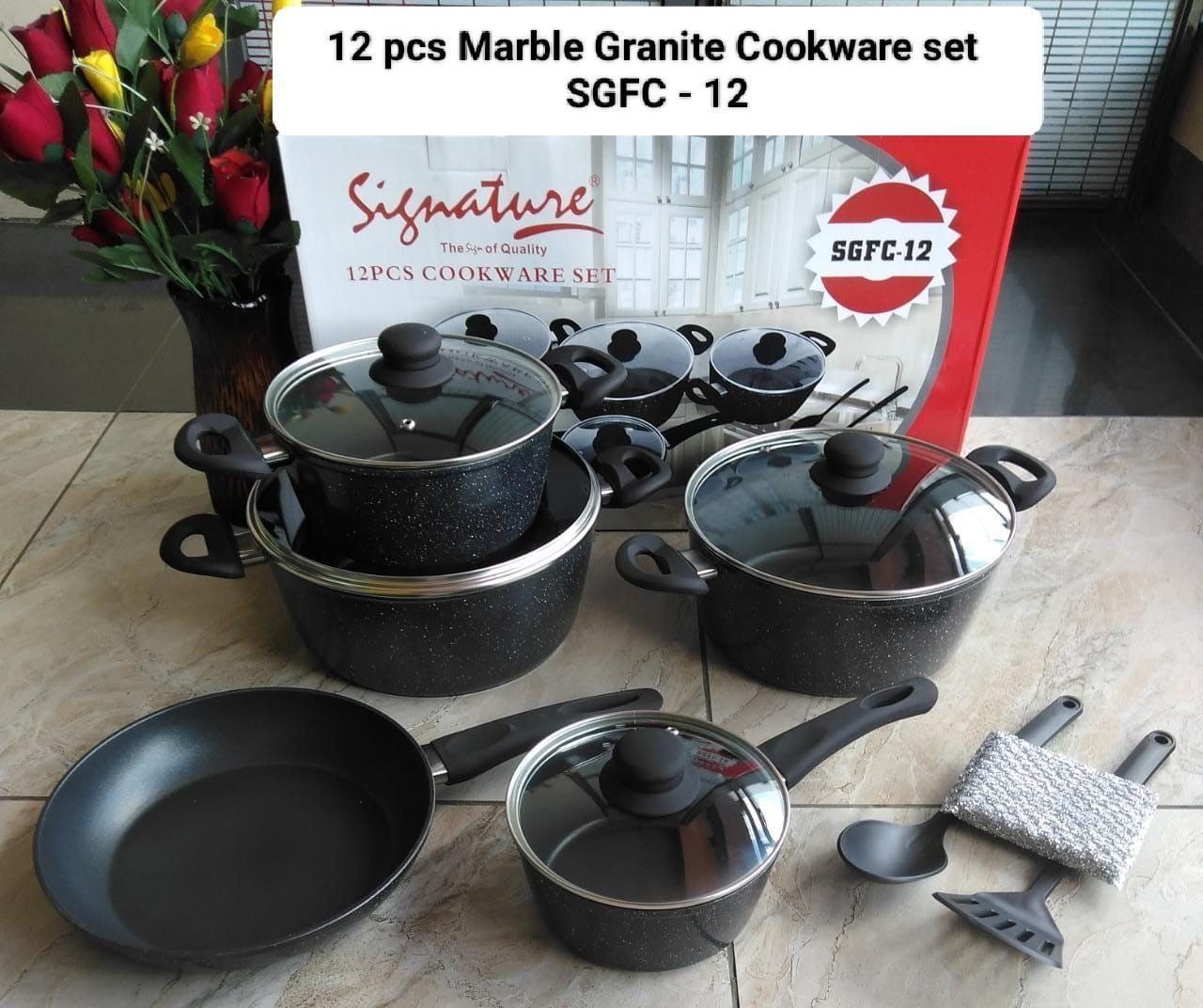 12pcs marble granite cookware set