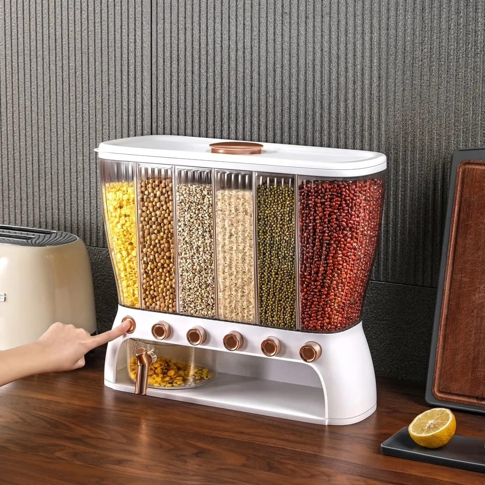 Acryllic Partitioned Rice/Cereal Dispenser